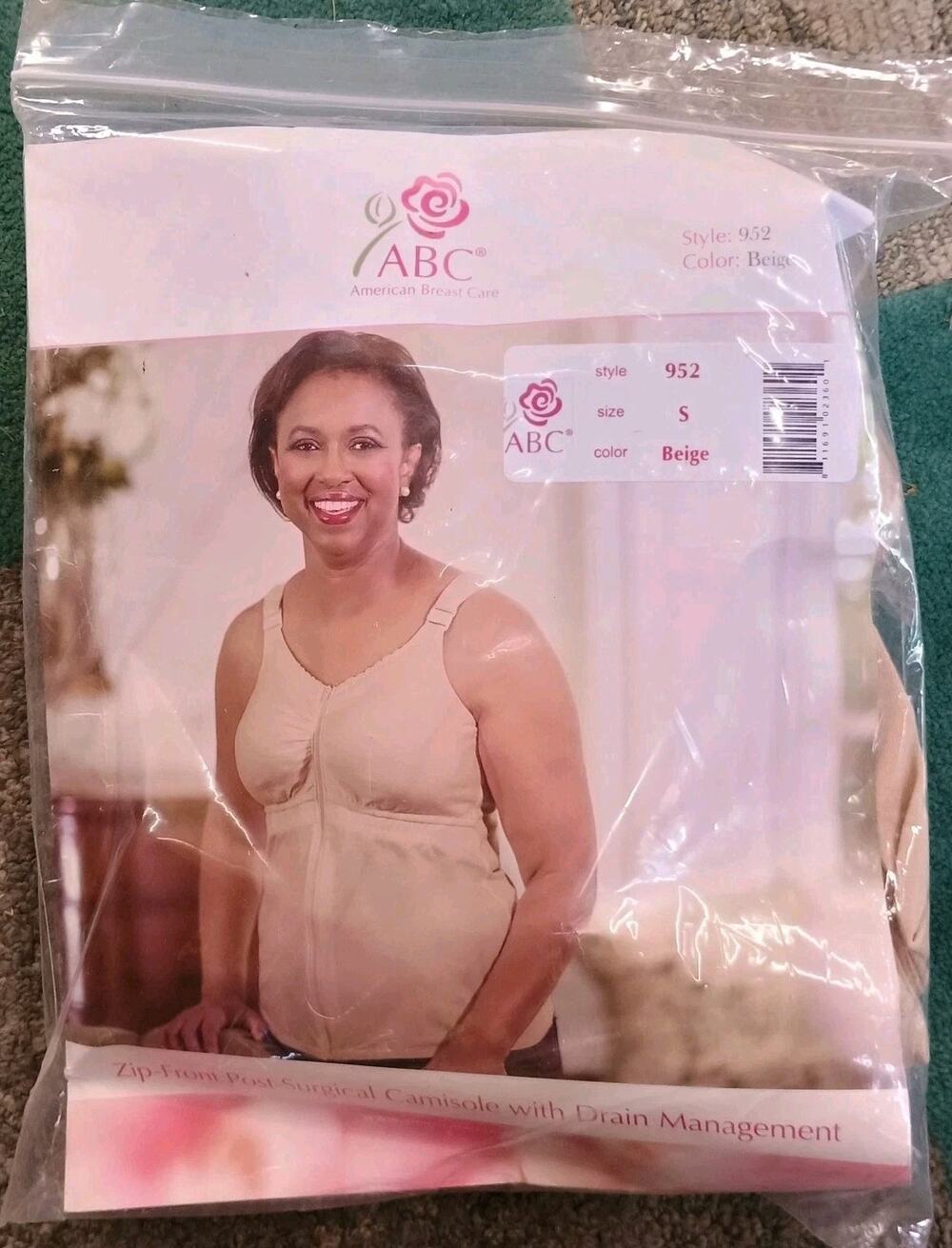 American Breast Care (ABC) Post-Surgical Camisole #952, Beige Size S NEW In Pack